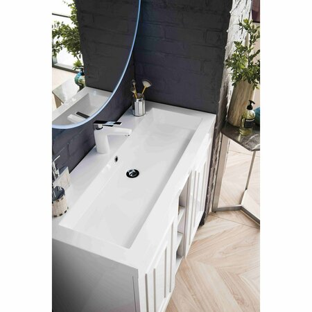 James Martin Vanities Alicante 39.5in Single Vanity, Glossy White, Brushed Nickel w/ White Glossy Composite Stone Top E110V39.5GWBNKWG